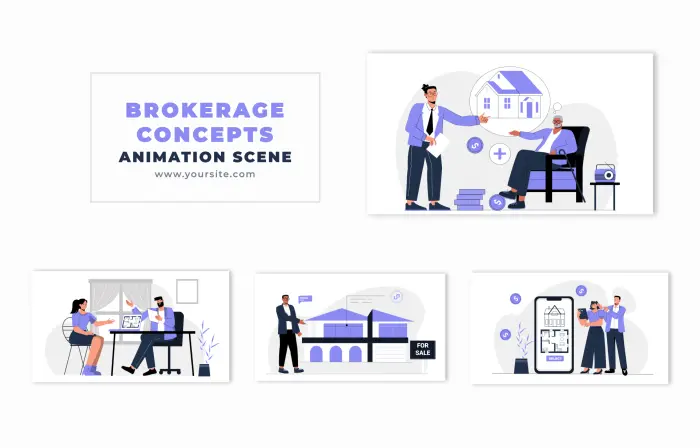 Real Estate Agent 2D Animation Flat Character Scene